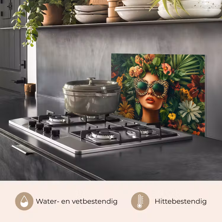 Vrouw - Panterprint - Jungle - Natuur - Luxe keuken achterwand spatscherm klein -usp_NL