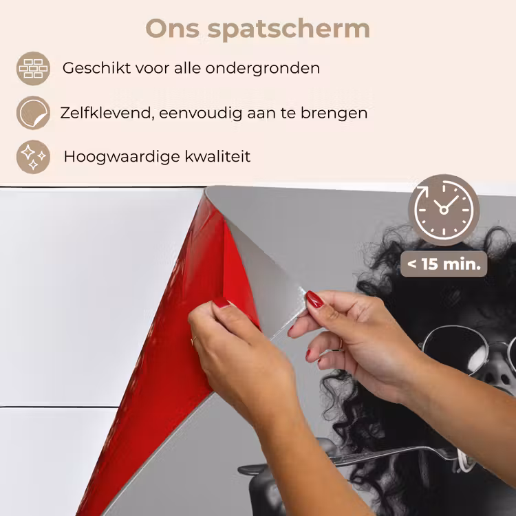 Vrouw - Pasta - Zwart - Wit keuken achterwand spatscherm klein -spatscherm_NL
