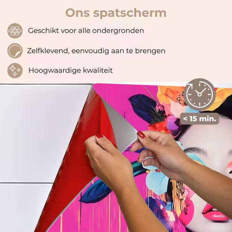 Vrouw - Portret - Abstract - Paars keuken achterwand spatscherm klein -spatscherm_NL