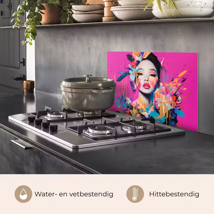 Vrouw - Portret - Abstract - Paars keuken achterwand spatscherm klein -usp_NL