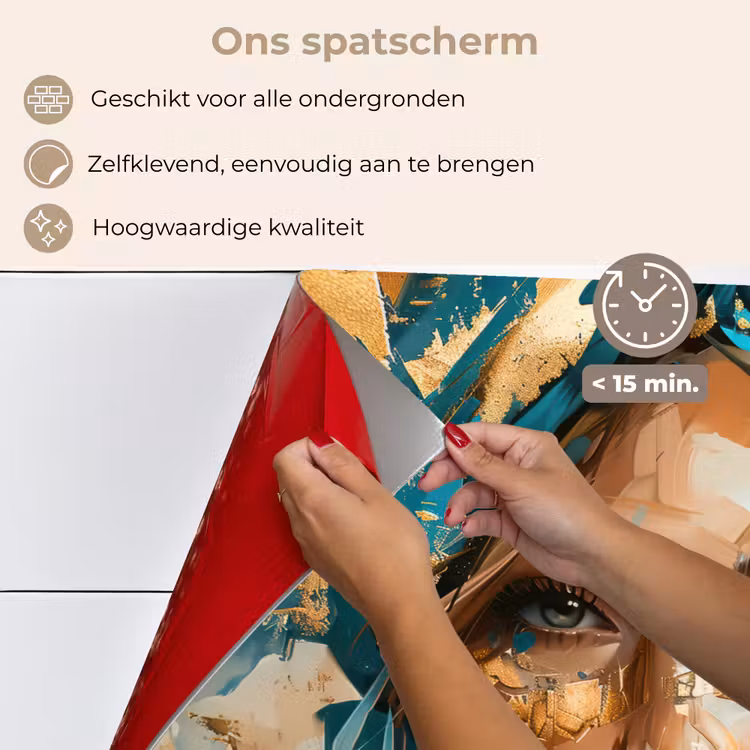 Vrouw - Portret - Goud - Luxe - Blauw keuken achterwand spatscherm klein -spatscherm_NL