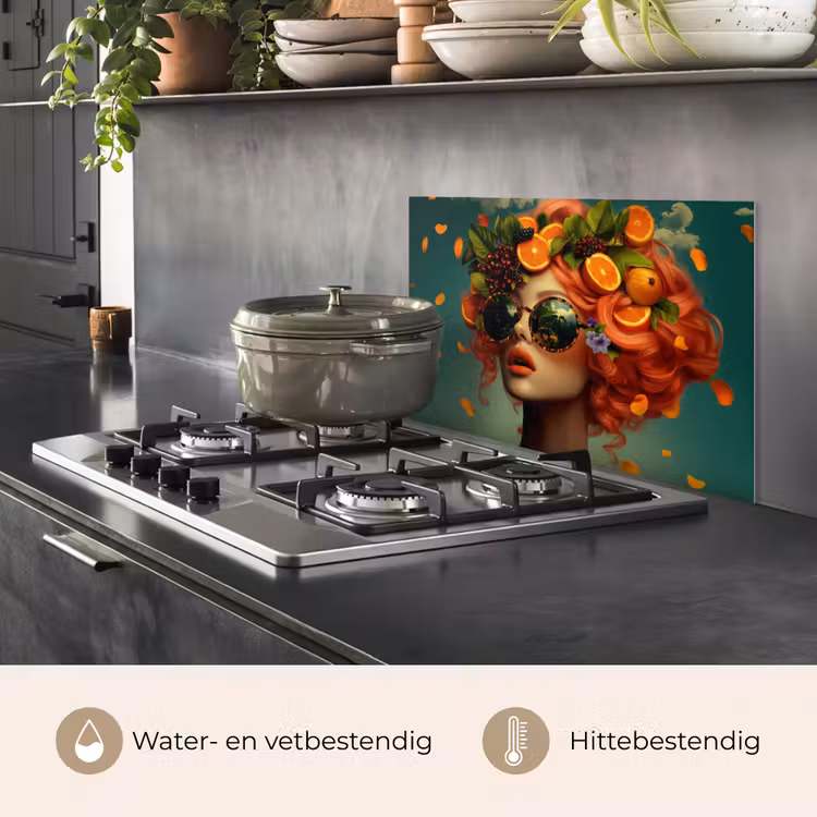 Vrouw - Sinaasappel - Bessen - Oranje keuken achterwand spatscherm klein -usp_NL