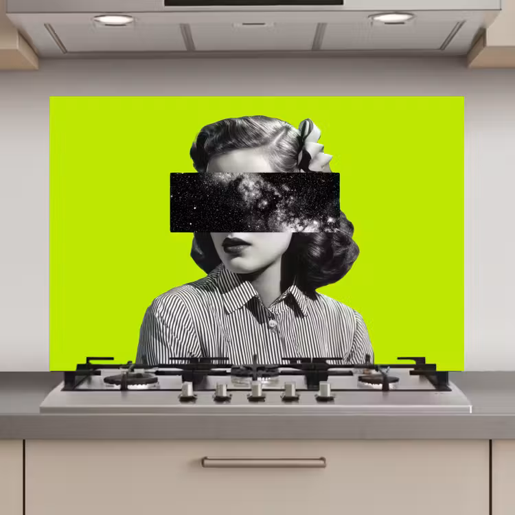 Vrouw - Sterrenhemel - Groen keuken achterwand spatscherm klein -3d_website