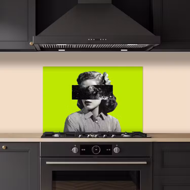 Vrouw - Sterrenhemel - Groen keuken achterwand spatscherm klein -sfeer1