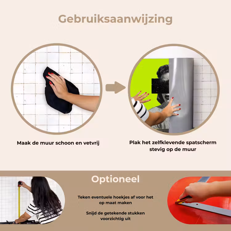 Vrouw - Sterrenhemel - Groen keuken achterwand spatscherm klein -gebruiksaanwijzing_NL