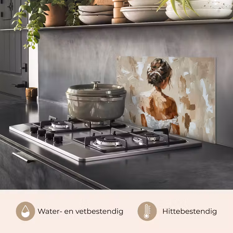 Vrouw - Verf - Abstract - Beige - Modern keuken achterwand spatscherm klein -usp_NL