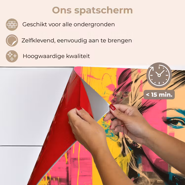 Vrouw - Verfstrepen - Gekleurd keuken achterwand spatscherm klein -spatscherm_NL