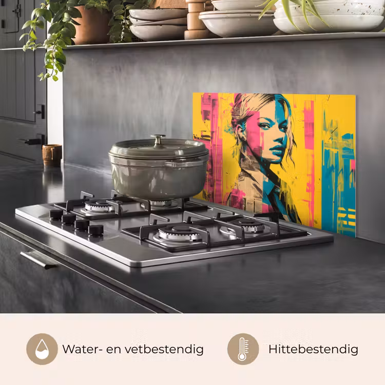 Vrouw - Verfstrepen - Gekleurd keuken achterwand spatscherm klein -usp_NL