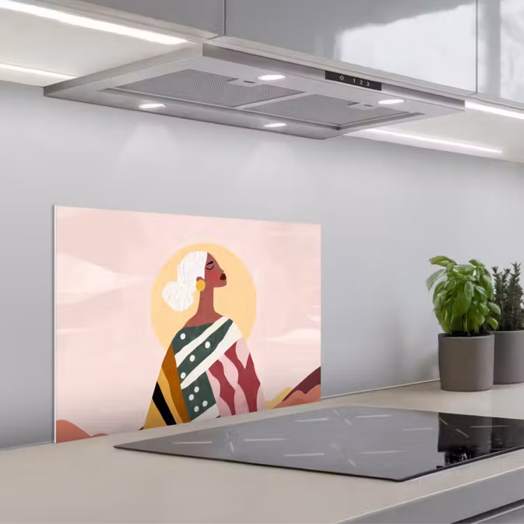Vrouw - Zon - Kleurrijk keuken achterwand spatscherm klein -3d_schuin