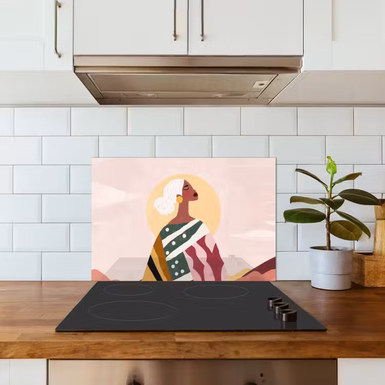 Vrouw - Zon - Kleurrijk keuken achterwand spatscherm klein -sfeer2