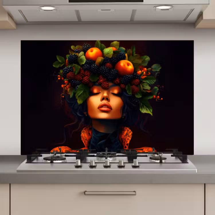 Vrouw - Zwart - Bessen - Bramen - Appels keuken achterwand spatscherm klein -3d_website
