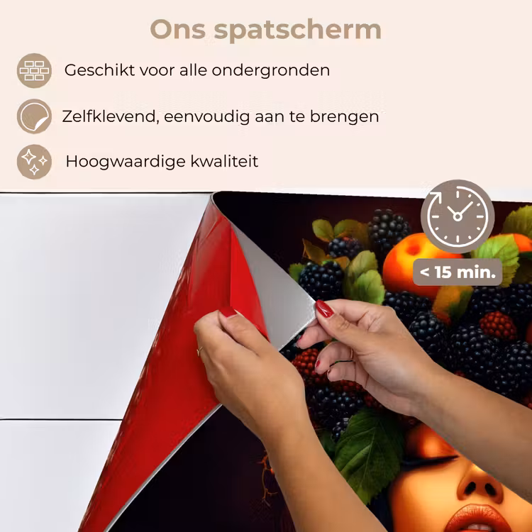 Vrouw - Zwart - Bessen - Bramen - Appels keuken achterwand spatscherm klein -spatscherm_NL