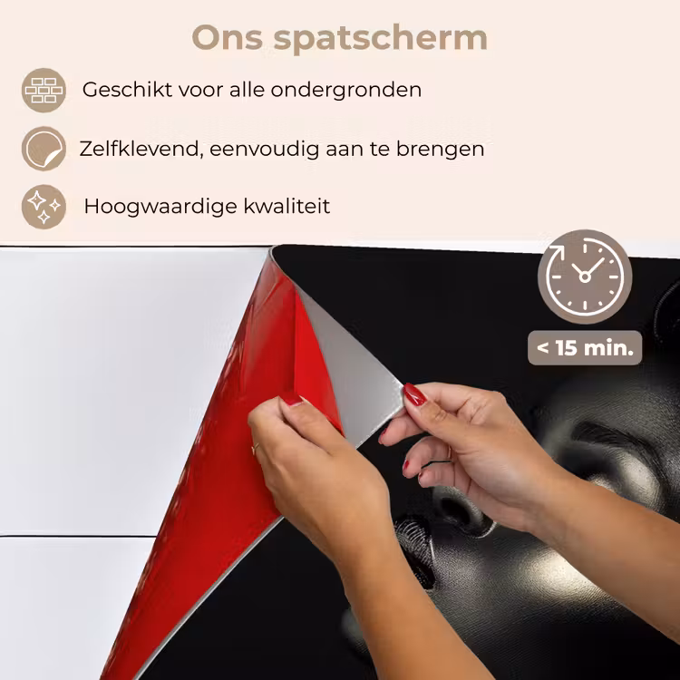Vrouw - Zwart - Goud - Sieraden keuken achterwand spatscherm klein -spatscherm_NL