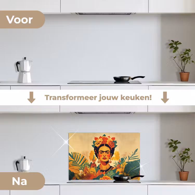 Vrouwelijk - Bloemen - Sieraden keuken achterwand spatscherm klein -voor_na_NL