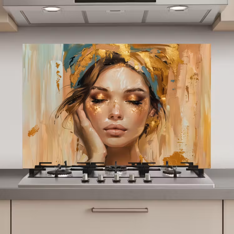 Vrouwen - Portret - Luxe - Goud keuken achterwand spatscherm klein -3d_website
