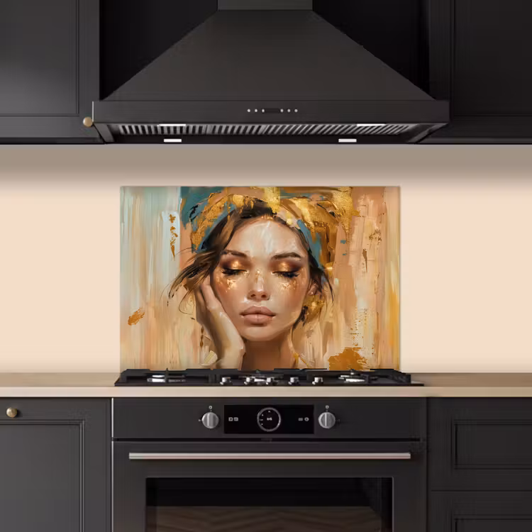 Vrouwen - Portret - Luxe - Goud keuken achterwand spatscherm klein -sfeer1