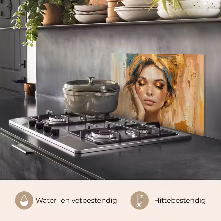 Vrouwen - Portret - Luxe - Goud keuken achterwand spatscherm klein -usp_NL