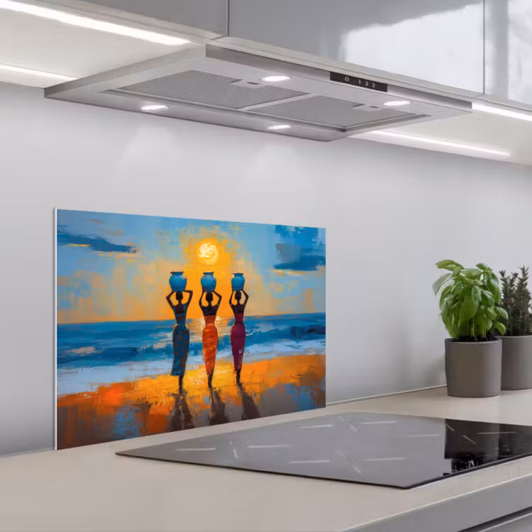Vrouwen - Strand - Zondsondergang keuken achterwand spatscherm klein -3d_schuin