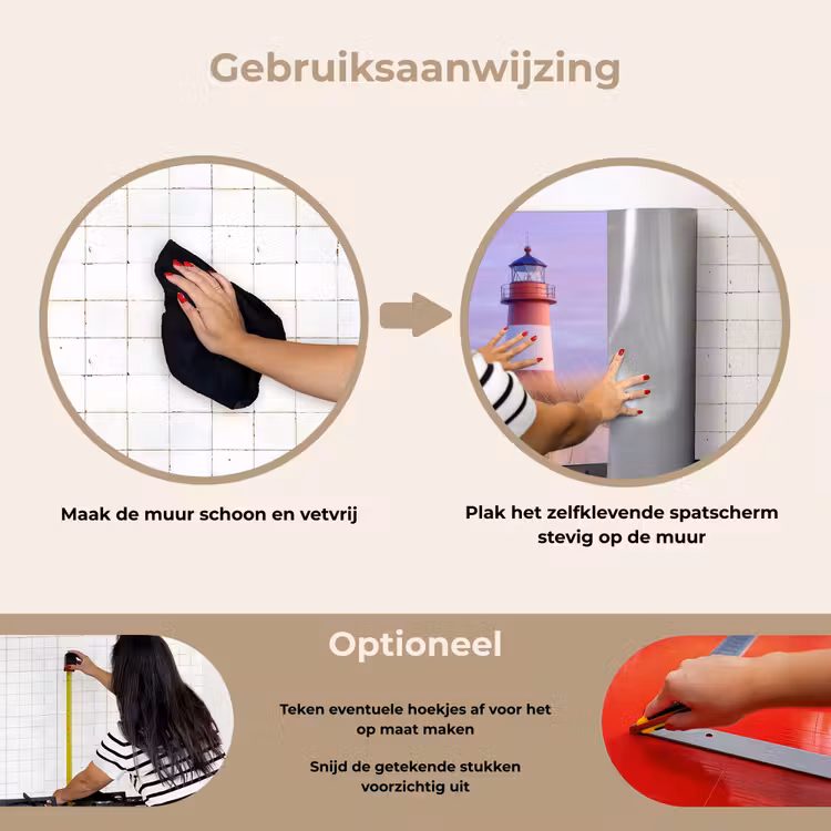 Vuurtoren - Duinen - Zonsondergang keuken achterwand spatscherm klein -gebruiksaanwijzing_NL