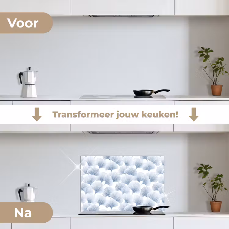 Waaier - Modern - Blauw keuken achterwand spatscherm klein 900 -voor_na_NL