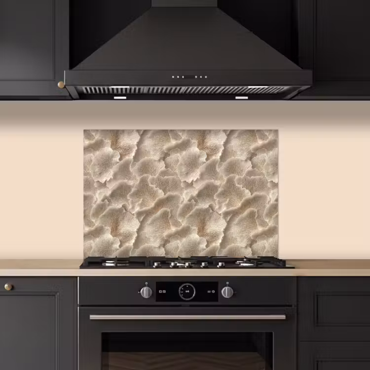 Waaierstructuren - Beige - Vezeltextuur keuken achterwand spatscherm klein 900 -sfeer1
