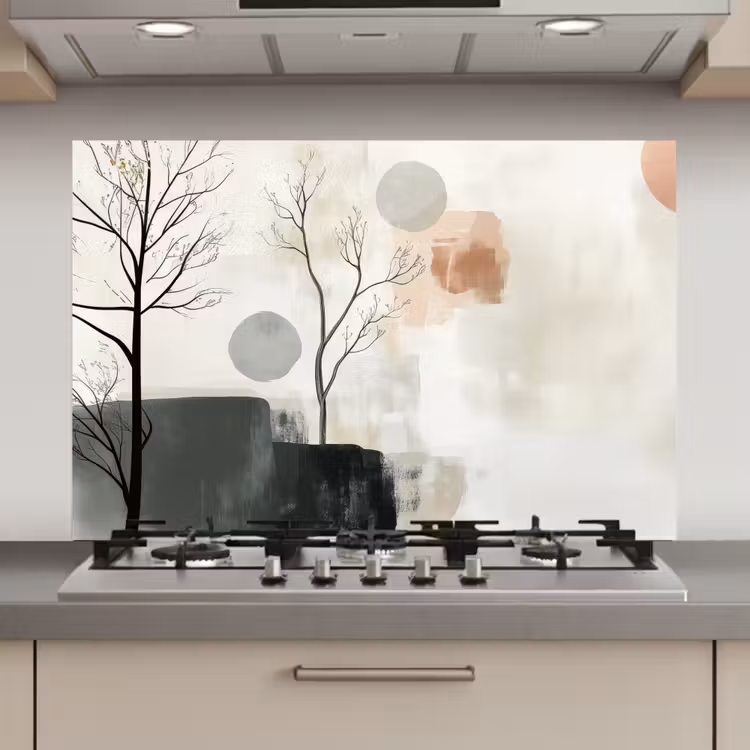 Wabi sabi - Beige - Plant keuken achterwand spatscherm klein -3d_website