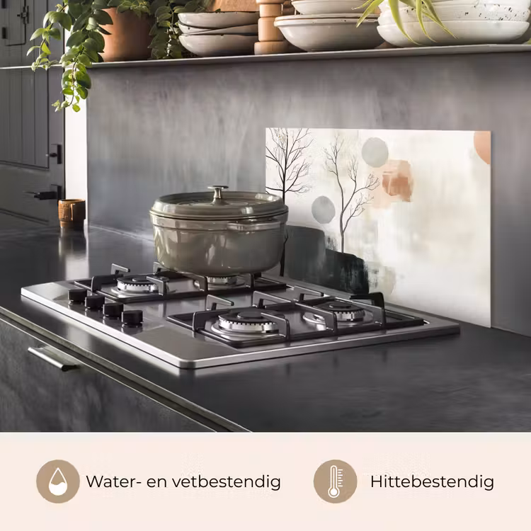 Wabi sabi - Beige - Plant keuken achterwand spatscherm klein -usp_NL