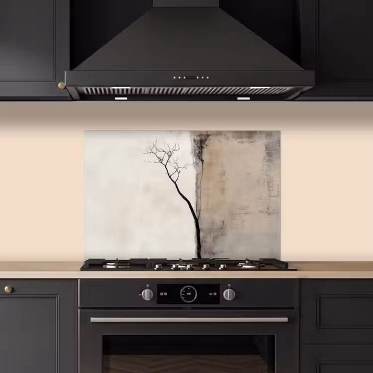 Wabi sabi - Plant - Beige keuken achterwand spatscherm klein -sfeer1