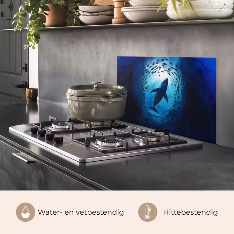 Walvis - Vissen - Donkerblauw keuken achterwand spatscherm klein -usp_NL