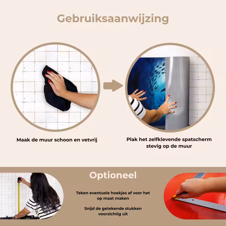 Walvis - Vissen - Donkerblauw keuken achterwand spatscherm klein -gebruiksaanwijzing_NL