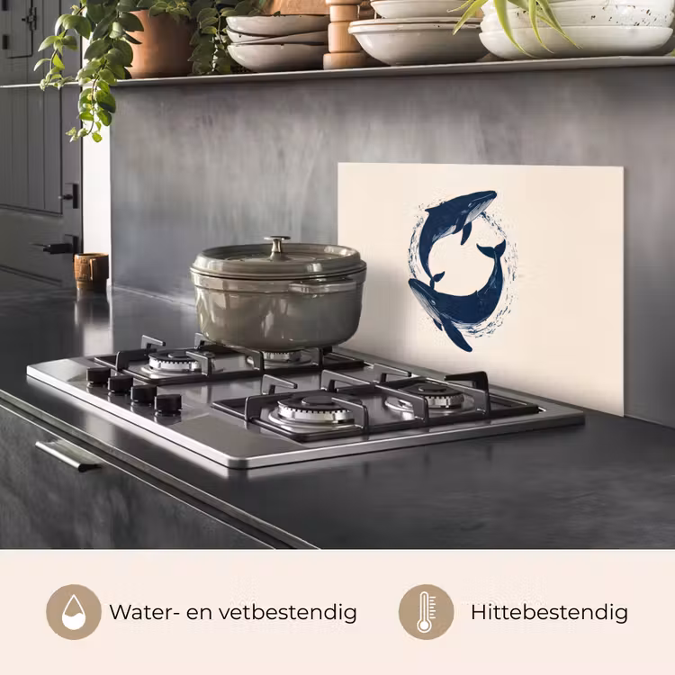 Walvissen - Spetters - Cirkel - Donkerblauw keuken achterwand spatscherm klein -usp_NL