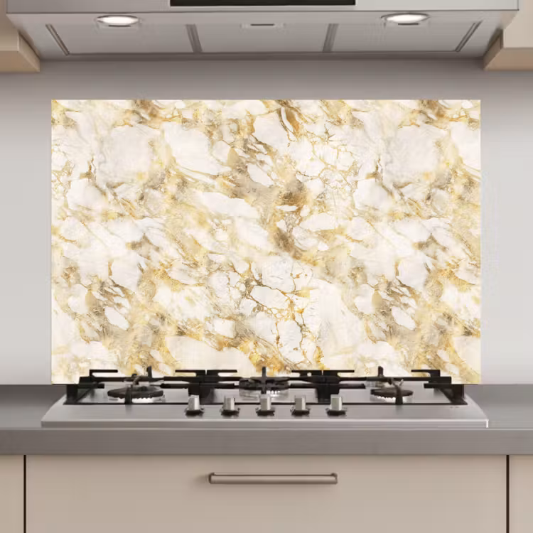 Warm - Gouden - Marmer - Patroon keuken achterwand spatscherm klein 900 -3d_website