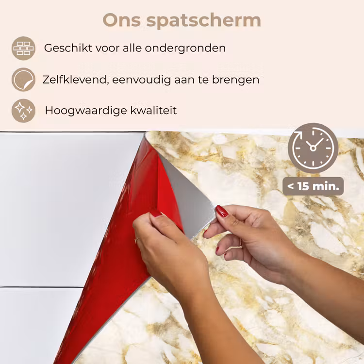 Warm - Gouden - Marmer - Patroon keuken achterwand spatscherm klein 900 -spatscherm_NL
