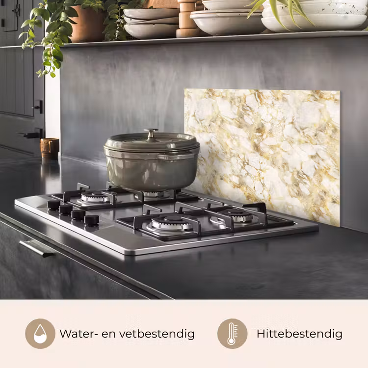 Warm - Gouden - Marmer - Patroon keuken achterwand spatscherm klein 900 -usp_NL