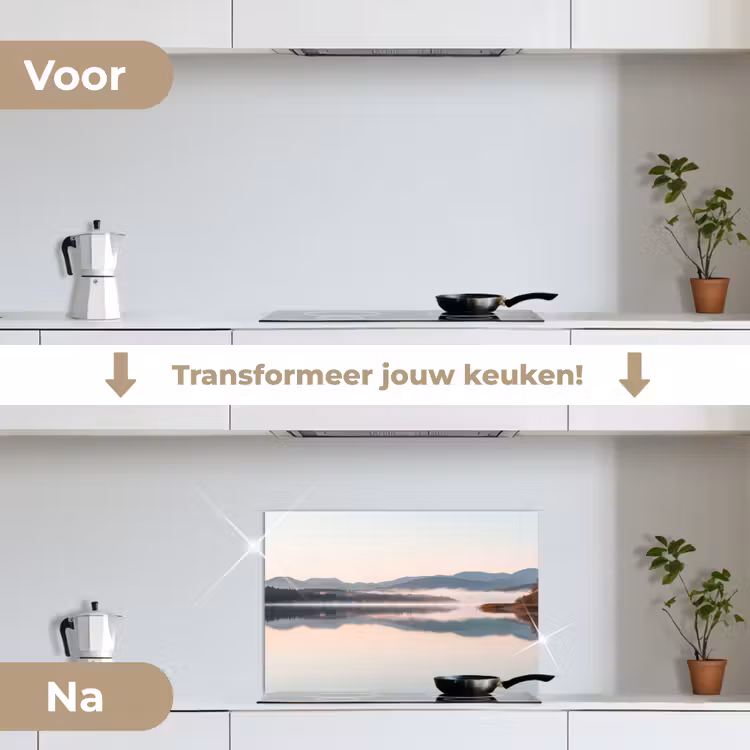 Water - Bomen - Mistlaag keuken achterwand spatscherm klein -voor_na_NL