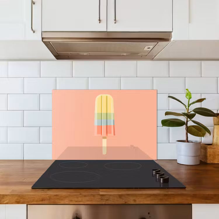 Waterijsje - Pasteltinten - Minimalistisch keuken achterwand spatscherm klein -sfeer2