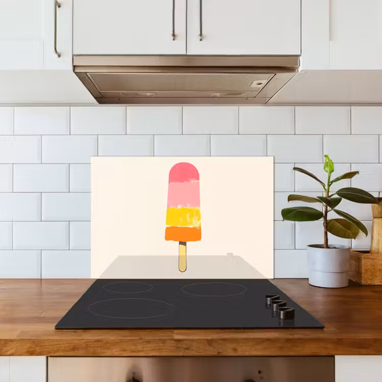 Waterijsje - Retro - Stokje - Roze keuken achterwand spatscherm klein -sfeer2