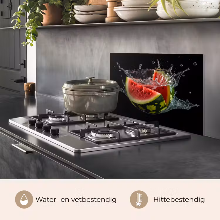 Watermeloen - Zwart - Water - Fruit - Meloen keuken achterwand spatscherm klein -usp_NL