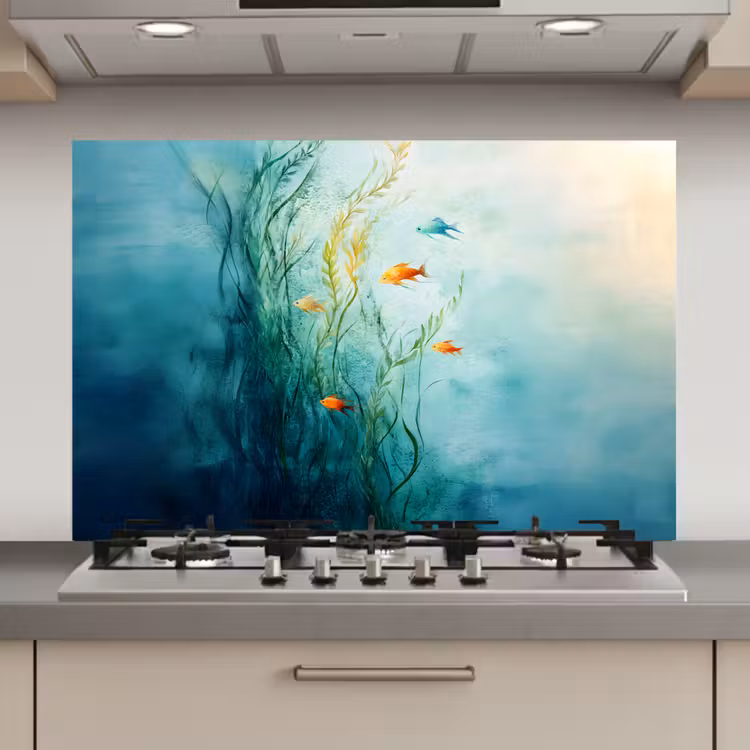 Waterplanten - Vissen - Kleurrijk - Water keuken achterwand spatscherm klein -3d_website