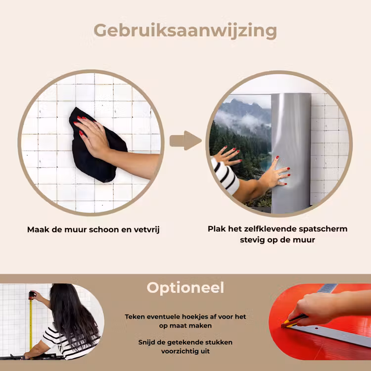 Waterval - Bomen - Bergen keuken achterwand spatscherm klein -gebruiksaanwijzing_NL