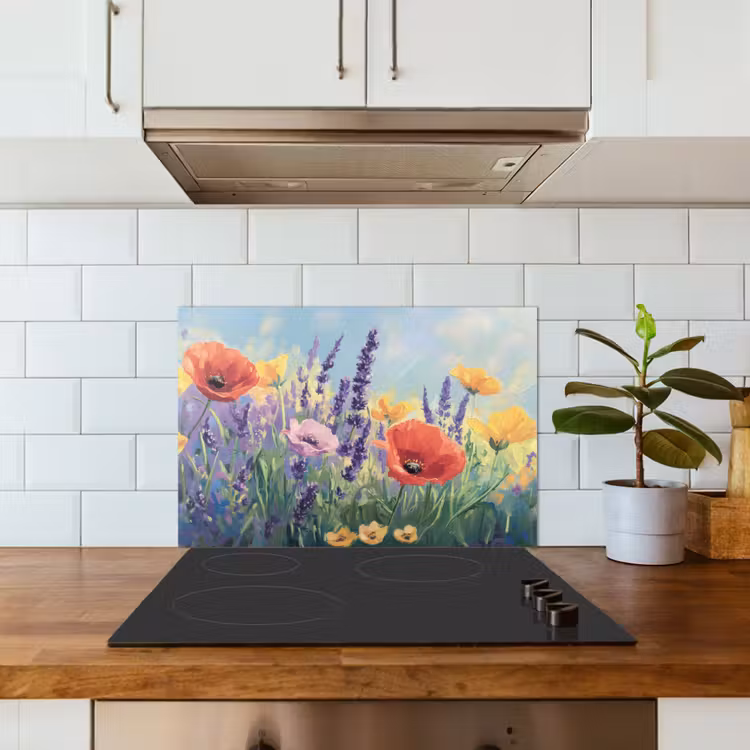 Weide - Bloemen - Kleurrijk keuken achterwand spatscherm klein -sfeer2