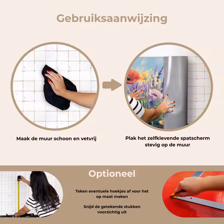 Weide - Bloemen - Kleurrijk keuken achterwand spatscherm klein -gebruiksaanwijzing_NL