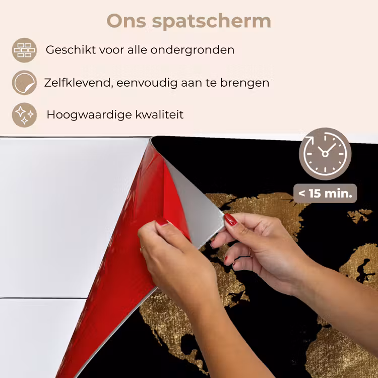 Wereldkaart - Goud - Luxe - Aarde - Zwart keuken achterwand spatscherm klein -spatscherm_NL