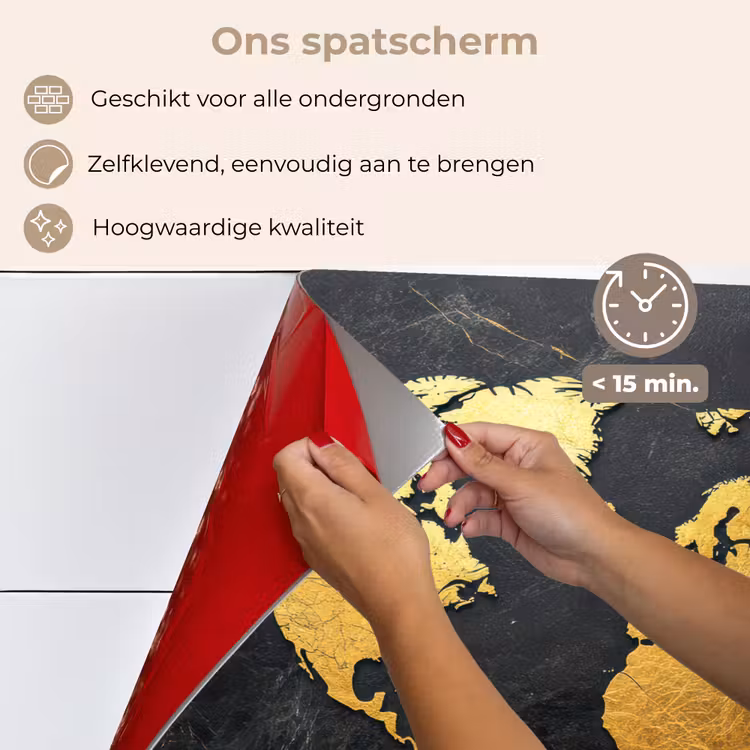 Wereldkaart - Goud - Marmer keuken achterwand spatscherm klein -spatscherm_NL