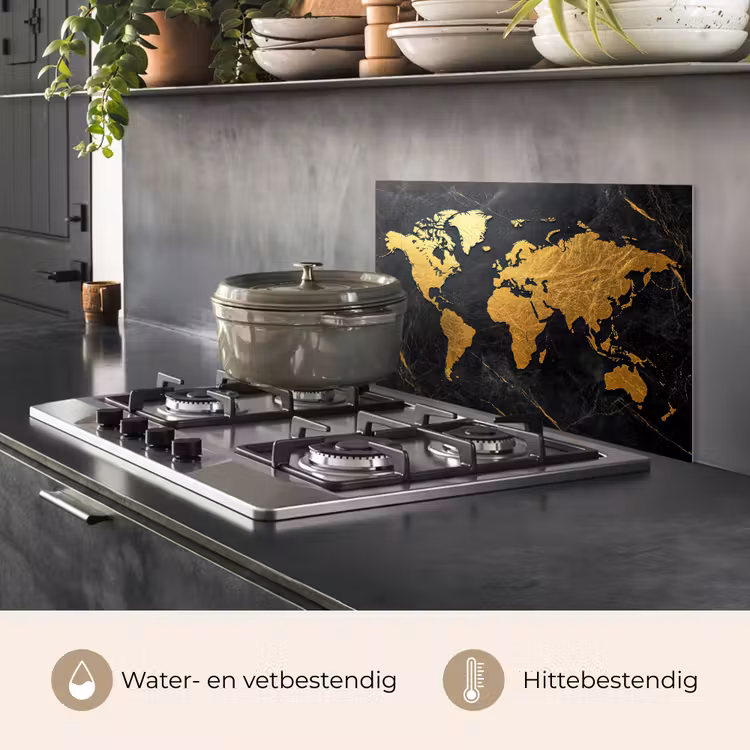 Wereldkaart - Goud - Marmer keuken achterwand spatscherm klein -usp_NL