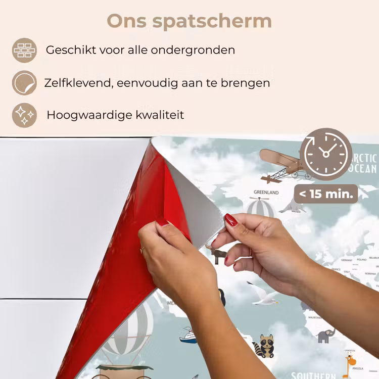 Wereldkaart - Kind - Vliegtuig keuken achterwand spatscherm klein -spatscherm_NL