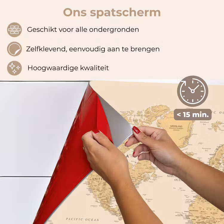 Wereldkaart - Realistisch - Beige keuken achterwand spatscherm klein -spatscherm_NL