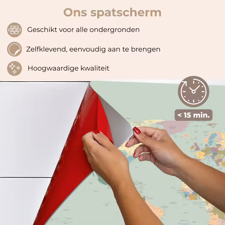 Wereldkaart - Realistisch - Kaart keuken achterwand spatscherm klein -spatscherm_NL