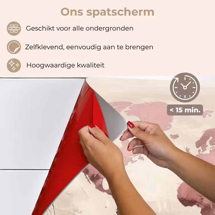 Wereldkaart - Roze - Bloemen keuken achterwand spatscherm klein -spatscherm_NL