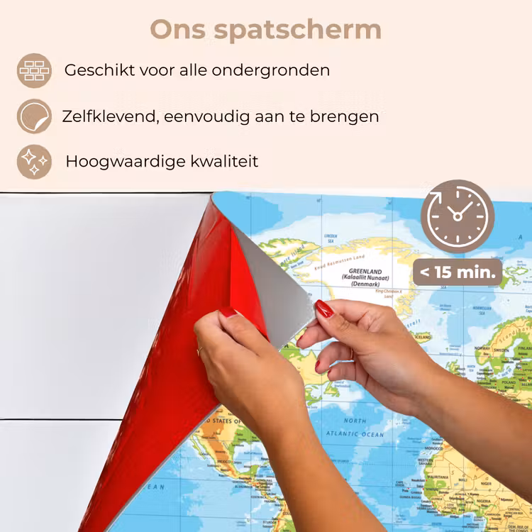 Wereldkaart - Staatkundig - Blauw - Aarde - Educatief keuken achterwand spatscherm klein -spatscherm_NL